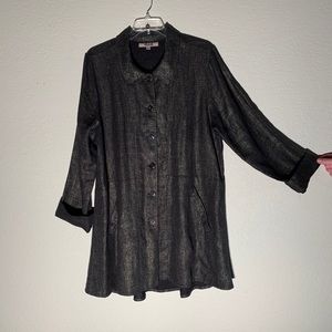 Flax Vintage Large Linen Coat with Metallic Sheen